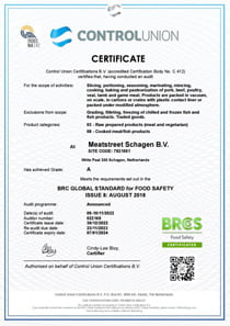 BRC Certificaat Meatstreet Schagen BV